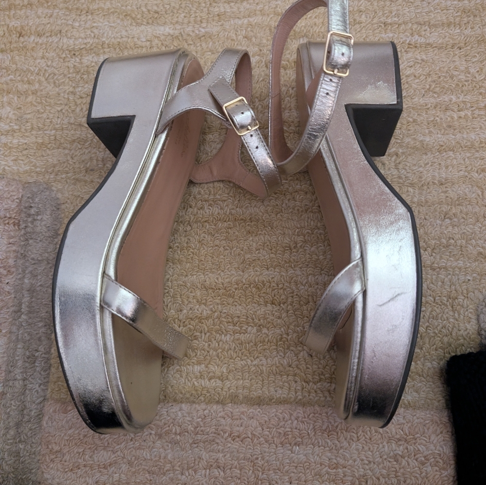 Seychelles Platinum Gold Rest Assured Platform Sandals